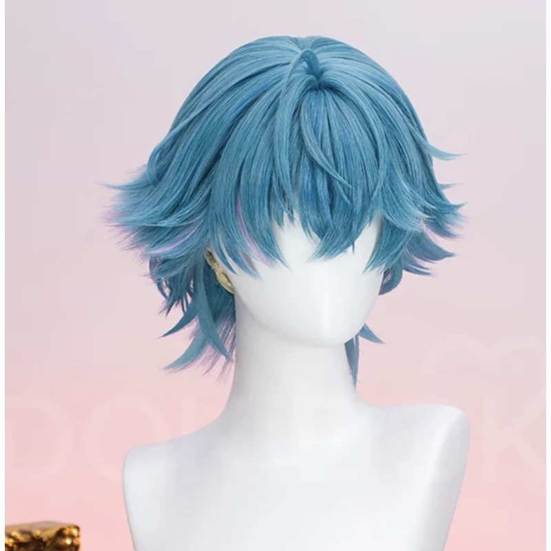 باروكة شعر قصيرة زرقاء ممزوجة  - مراجعة Cosplay Material For Prop وسعره