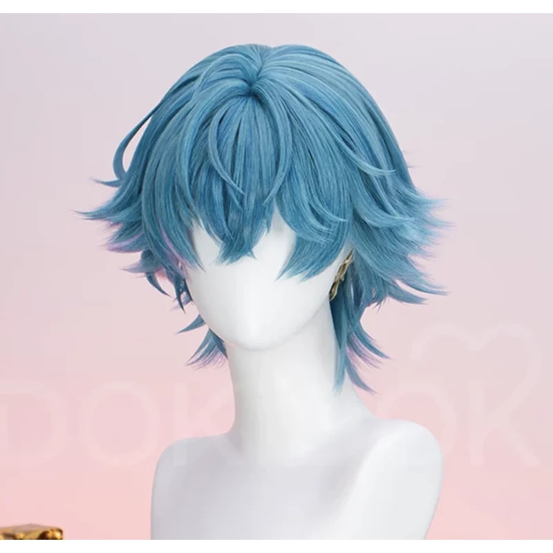 باروكة شعر قصيرة زرقاء ممزوجة  - مراجعة Cosplay Material For Prop وسعره
