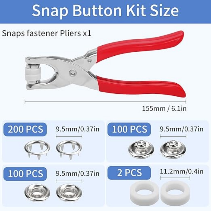 طقم أزرار كبس معدنية 9.5 ملم - - مراجعة Snap Fastener Set وسعره